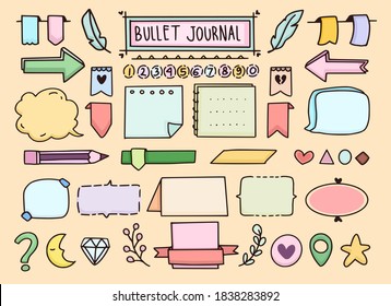 bullet journal and planner notes banner doodle vector set