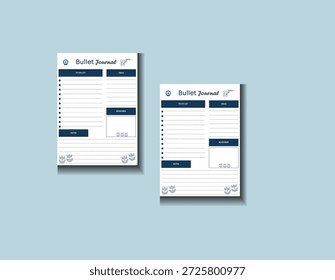 Bullet journal planner template with blue color