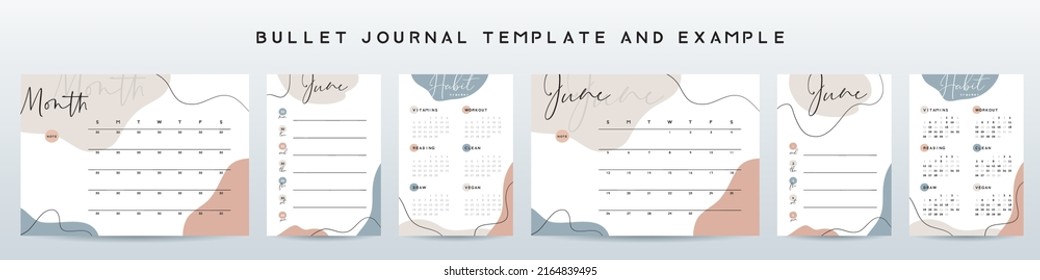 Bullet journal template. Vector illustration.