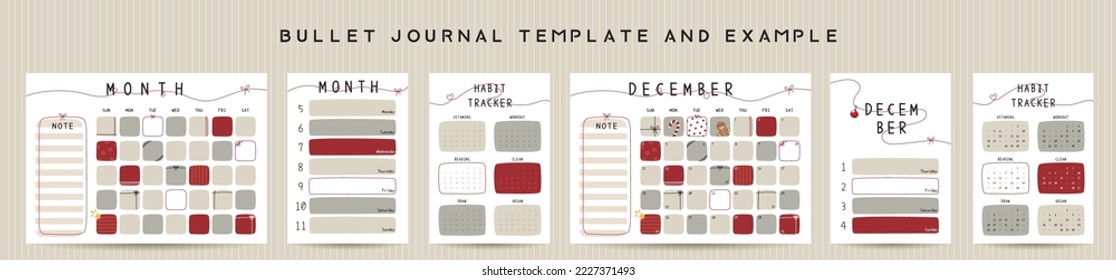 Bullet journal template. Vector illustration.