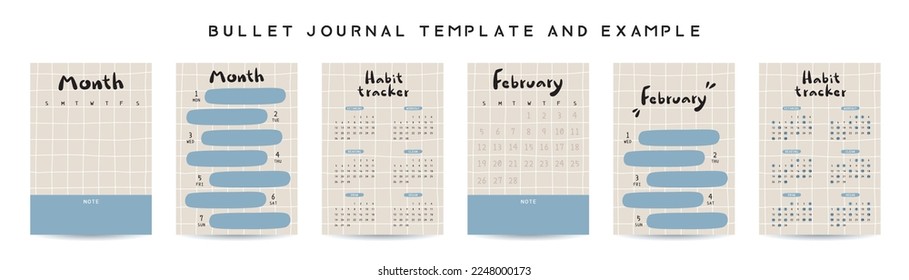 Bullet journal template. Vector illustration.