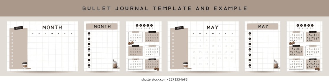 Bullet journal template. Vector illustration.