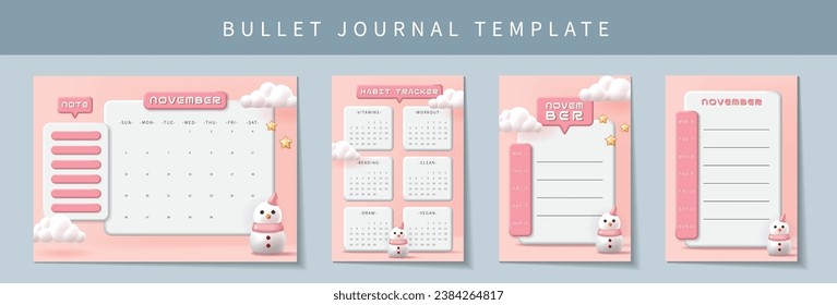 Bullet journal template. Vector illustration.