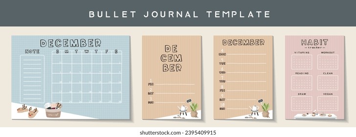 Bullet journal template. Vector illustration.