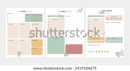 Bullet journal template. Weekly, daily planer. Mental health planer. Ready to print 8,5x11 in pages