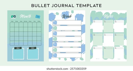 Bullet journal templates. Vector illustration. 