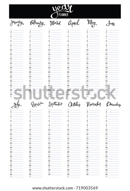 Bullet Journal Year Monthly Planner Stock Vector Royalty