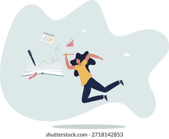 Método de diário com marcadores para organização de tarefas diárias.Escreva o diário com atividades de trabalho e agenda para produtividade e eficiência.vida e emprego de pessoas.