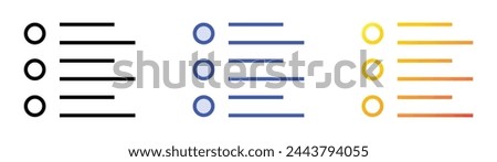 bullet list icon. Linear, Blue Fill and Gradient Style Design Isolated On White Background