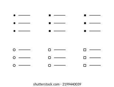 Bullet list points set icon vector illustration for infographic, presentation, website interface element