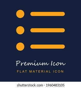 Bullet List premium material ui ux isolated vector icon in navy blue and orange colors