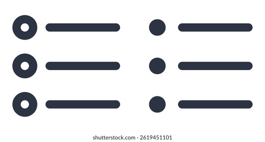 Bullet List simple icons set designed in filled, outline, line and stroke style