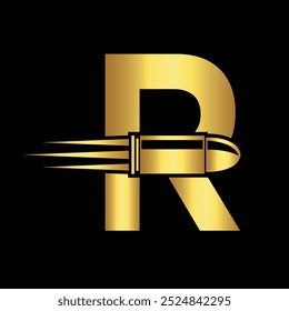 Bullet Logo combine with letter R vector template