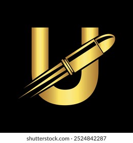 Bullet Logo combine with letter U vector template