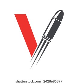 Bullet Logo combine with letter V vector template