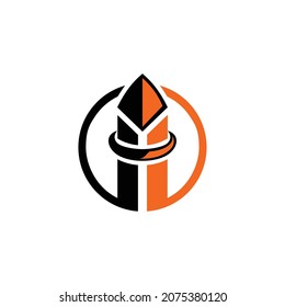Bullet logo design. Tower logo in black and orange
