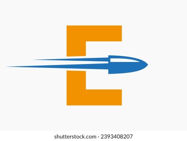 Bullet Logo On Letter E With Moving Bullet Symbol