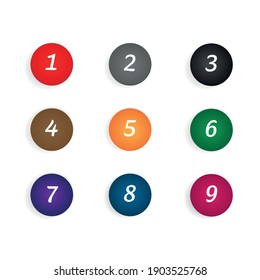Bullet marker icon with number 1 to 12 for infographic, presentation. Number bullet point colorful 3d Markers isolated on transparent background. Sticky point gradient color. Vector illustration.