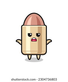personaje de mascota de bala diciendo que no sé, diseño de estilo lindo para camiseta, pegatina, elemento logo