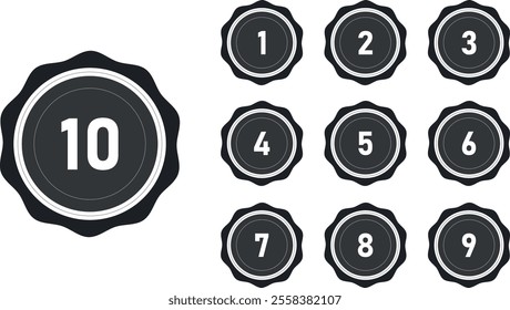 Bullet number icon set template from one to ten