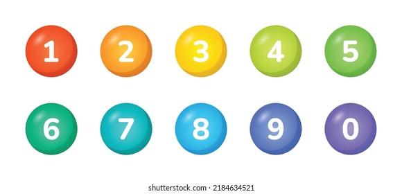 Bullet number on colorful circle shapes vector set elements illustration for infographic design.