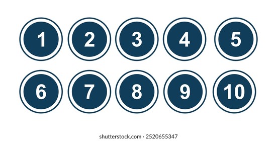 Bullet number point Numbers from 1 to 10 , Design easy to edit Vector eps10