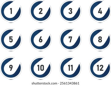 Bullet number set design from one to twelve