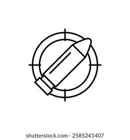 bullet on target icon Flat vector set outline