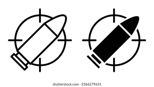 Kugel auf Ziel-Icon-Symbol in schwarz gefüllt und umrissen Stil gesetzt. geeignet für UI-Designs