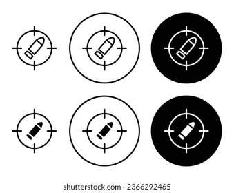 bullet on target icon vector icon set in black color. Suitable for apps and website UI designs
