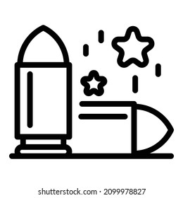 Icono de pistola de bala. Icono de vector de pistola de viñeta de contorno para diseño web aislado en fondo blanco