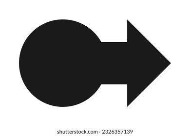 Bullet point circle arrow silhouette icon. A black marker direction symbol. Isolated on a white background.