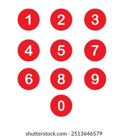 Bullet Point, Circle Number font icon . Typography Set of Round 1-9 Numbers. Numeral typographic line and flat icons set, editable stroke isolated on white, linear vector outline illustration, symbol