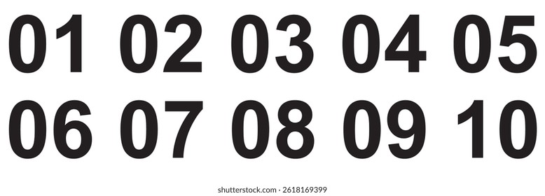 Bullet Point, Circle Number font icon . Typography Set of Round 1-9 Numbers. 
