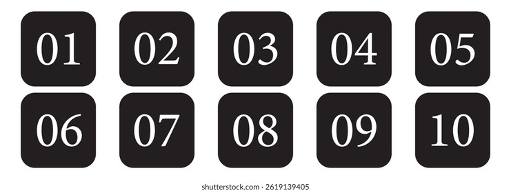 Bullet Point, Circle Number font icon . Typography Set of Round 1-9 Numbers. Numeral typographic line and flat icons set, editable stroke isolated on white, linear vector outline illustration, symbol.