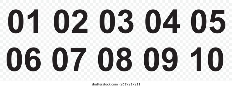Bullet Point, Circle Number font icon . Typography Set of Round 1-10 Numbers. Numeral typographic line and flat icons set, editable stroke isolated on white, linear vector outline illustration, symbol