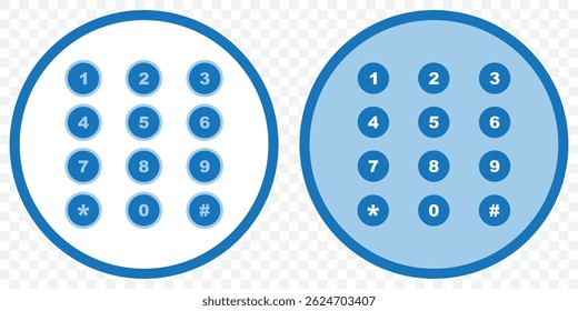 Bullet Point, Circle Number font icon . Typography Set of Round 1-9 Numbers. Numeral typographic line and flat icons set, editable stroke isolated on white, linear vector outline illustration, symbol.
