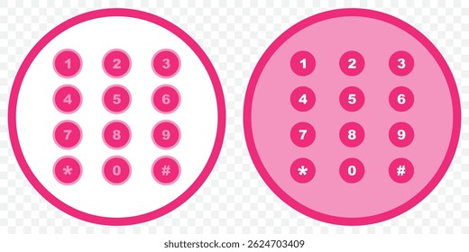Bullet Point, Circle Number font icon . Typography Set of Round 1-9 Numbers. Numeral typographic line and flat icons set, editable stroke isolated on white, linear vector outline illustration, symbol.