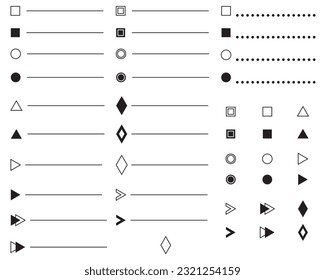 Kollektion von Sammelpunkten für die Präsentation von Einladung, Vektorgrafik auf weißem, isoliertem Hintergrund