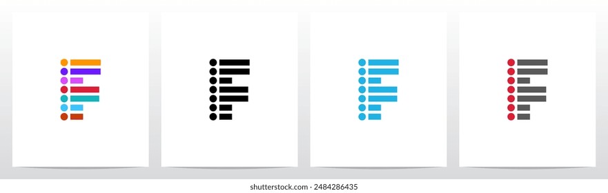 Bullet Point List Initial Letter Logo Design F