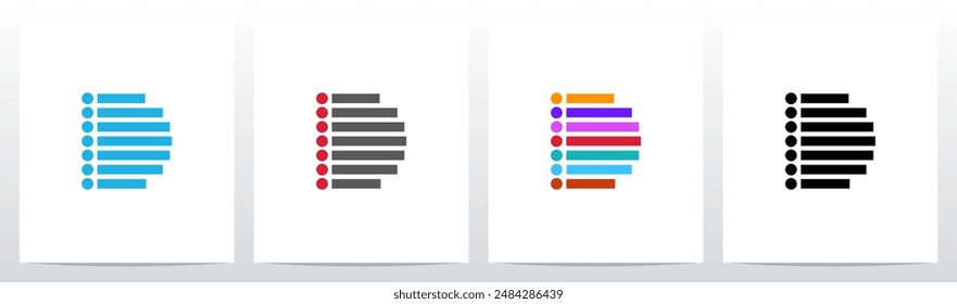Bullet Point List Initial Letter Logo Design D