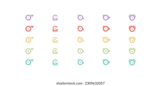 Diseño vectorial de icono de número de puntos de viñeta con colección de color de moda pastel