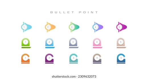 Bullet point number icon vector design with gradient trendy color collection