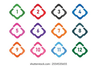 Bullet point numbers icon set collection template design