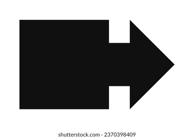 Icono de la silueta de flecha cuadrada de punto de viñeta. Un símbolo de dirección de marcador negro. Aislado sobre un fondo blanco.