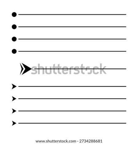 Bullet Points, Arrow List Line Icons Set