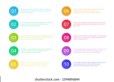 Bullet points with copy space isolated on white background.