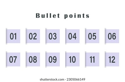 La bala apunta a gris, números de 01 a 12. Infografía. Diseño de vectores.