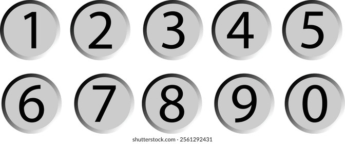 Bullet Points icon set inline style number, in dark round circle vector illustration.
