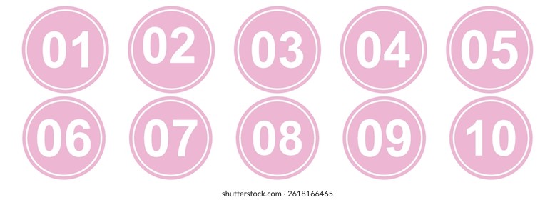 Bullet Points icon set inline style, Simple round numbers in flat style . 